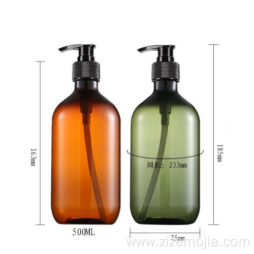 16oz empty amber plastic shampoo bottle with pump